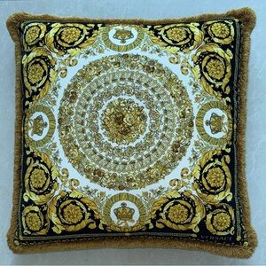 Versace Gold and Black Baroque Pillow